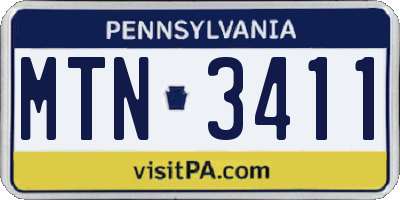PA license plate MTN3411