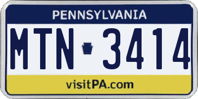 PA license plate MTN3414
