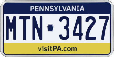 PA license plate MTN3427
