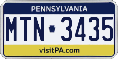 PA license plate MTN3435
