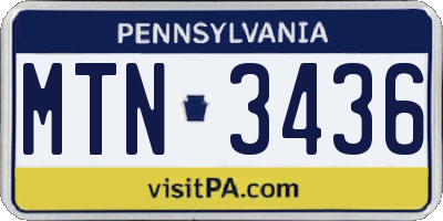 PA license plate MTN3436