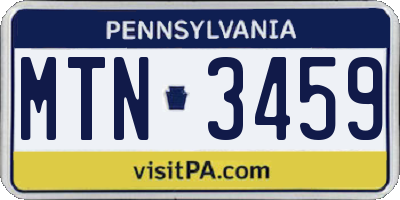 PA license plate MTN3459