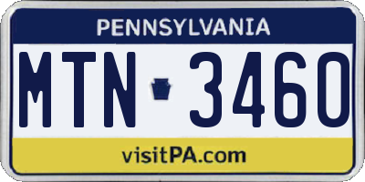 PA license plate MTN3460