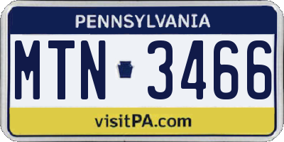 PA license plate MTN3466