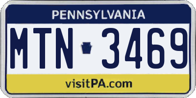 PA license plate MTN3469
