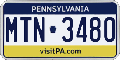 PA license plate MTN3480