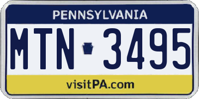 PA license plate MTN3495