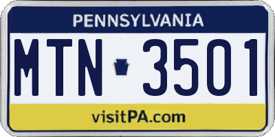 PA license plate MTN3501