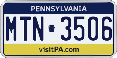 PA license plate MTN3506
