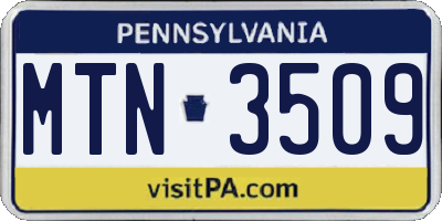 PA license plate MTN3509