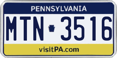 PA license plate MTN3516