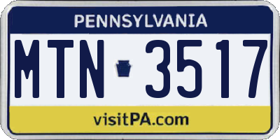 PA license plate MTN3517