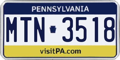 PA license plate MTN3518