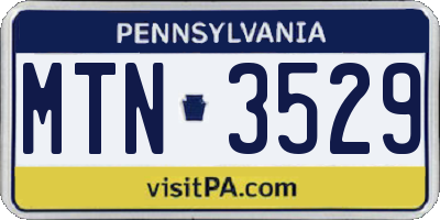 PA license plate MTN3529