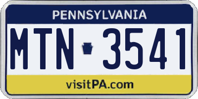 PA license plate MTN3541