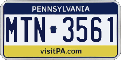 PA license plate MTN3561