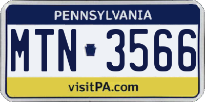 PA license plate MTN3566
