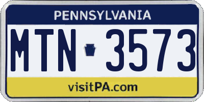 PA license plate MTN3573