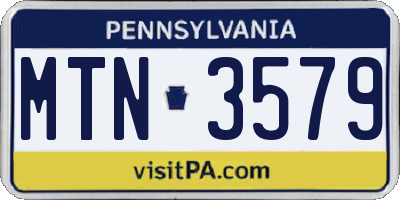 PA license plate MTN3579
