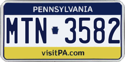 PA license plate MTN3582