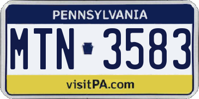 PA license plate MTN3583