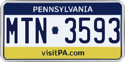 PA license plate MTN3593