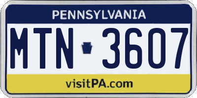 PA license plate MTN3607