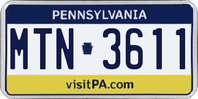PA license plate MTN3611