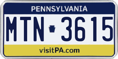 PA license plate MTN3615