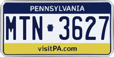 PA license plate MTN3627