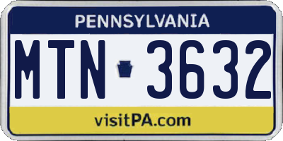 PA license plate MTN3632