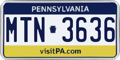 PA license plate MTN3636