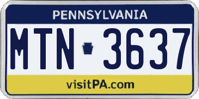 PA license plate MTN3637