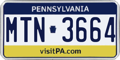 PA license plate MTN3664