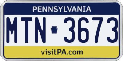 PA license plate MTN3673