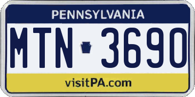 PA license plate MTN3690
