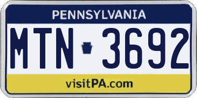 PA license plate MTN3692
