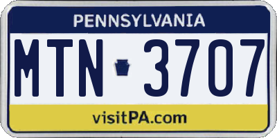 PA license plate MTN3707