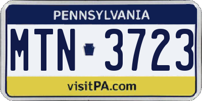 PA license plate MTN3723