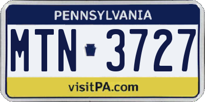PA license plate MTN3727