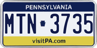 PA license plate MTN3735