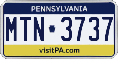 PA license plate MTN3737