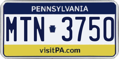 PA license plate MTN3750