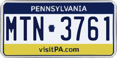 PA license plate MTN3761