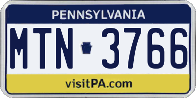 PA license plate MTN3766