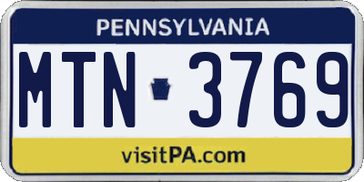 PA license plate MTN3769