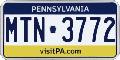 PA license plate MTN3772