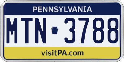 PA license plate MTN3788
