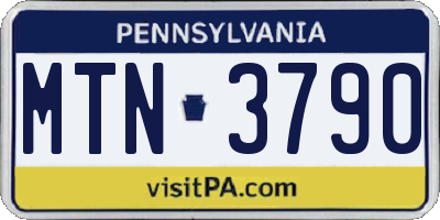PA license plate MTN3790