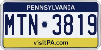 PA license plate MTN3819